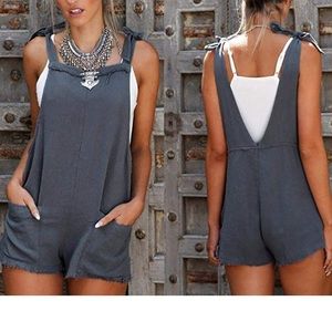 Linen Raw Edge Overalls